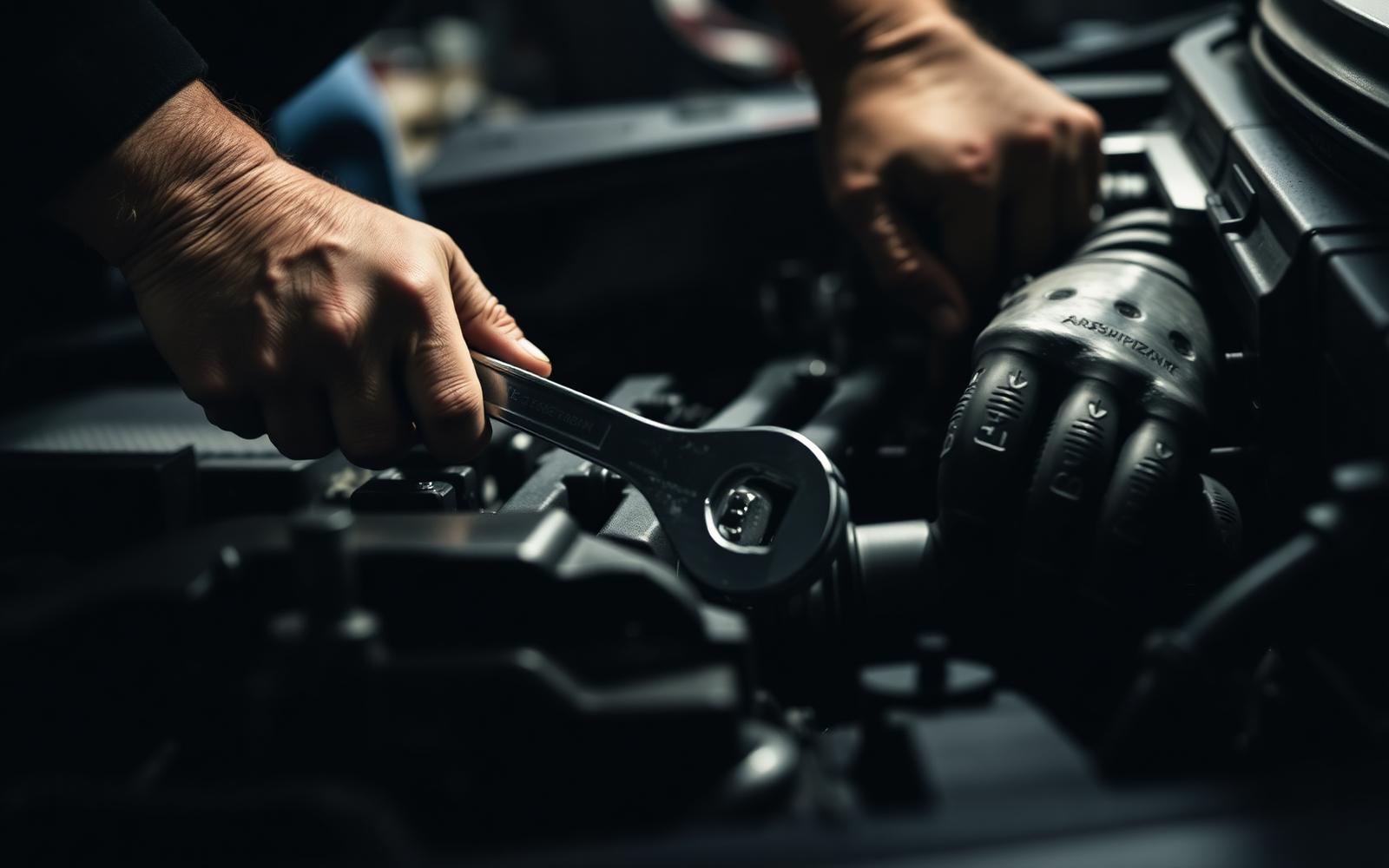 Experienced mechanic working under the hood